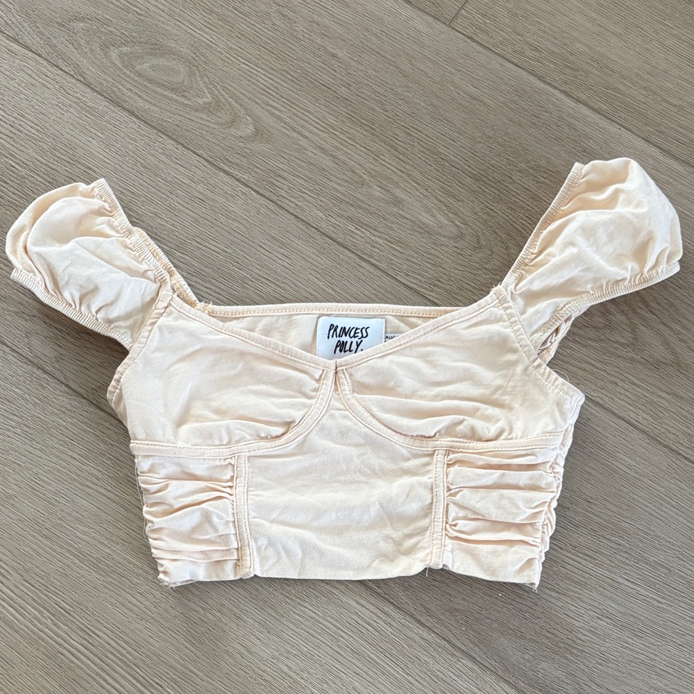 Princess Polly Cream Ruched Women's Crop Top